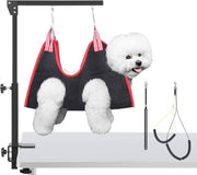 Dog Grooming Arm Clamp Adjustable w Hammock Harness No Sit Holder