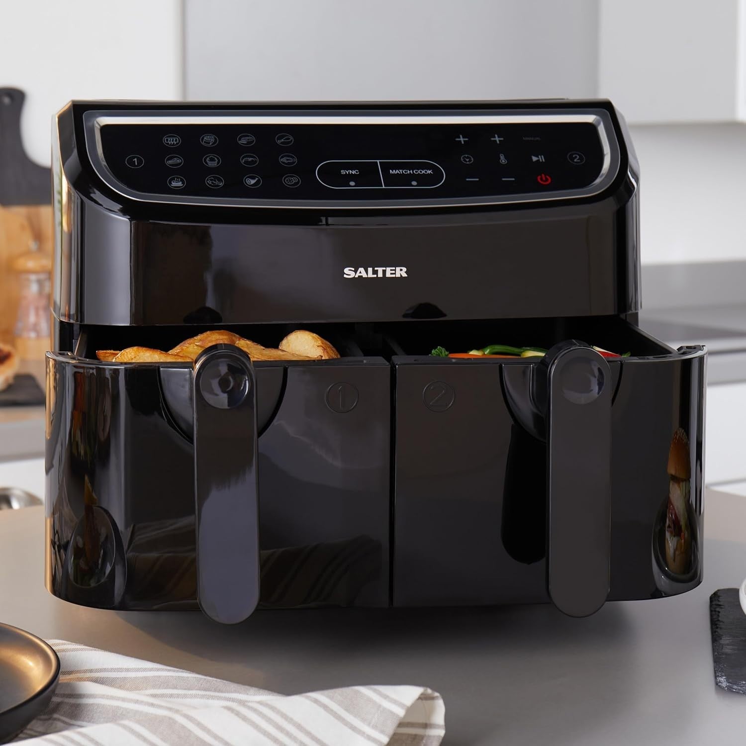 Dual Cook Air Fryer 9L | 12 Functions, Sync & Match, LED Touch, 1600W, Low-Oil