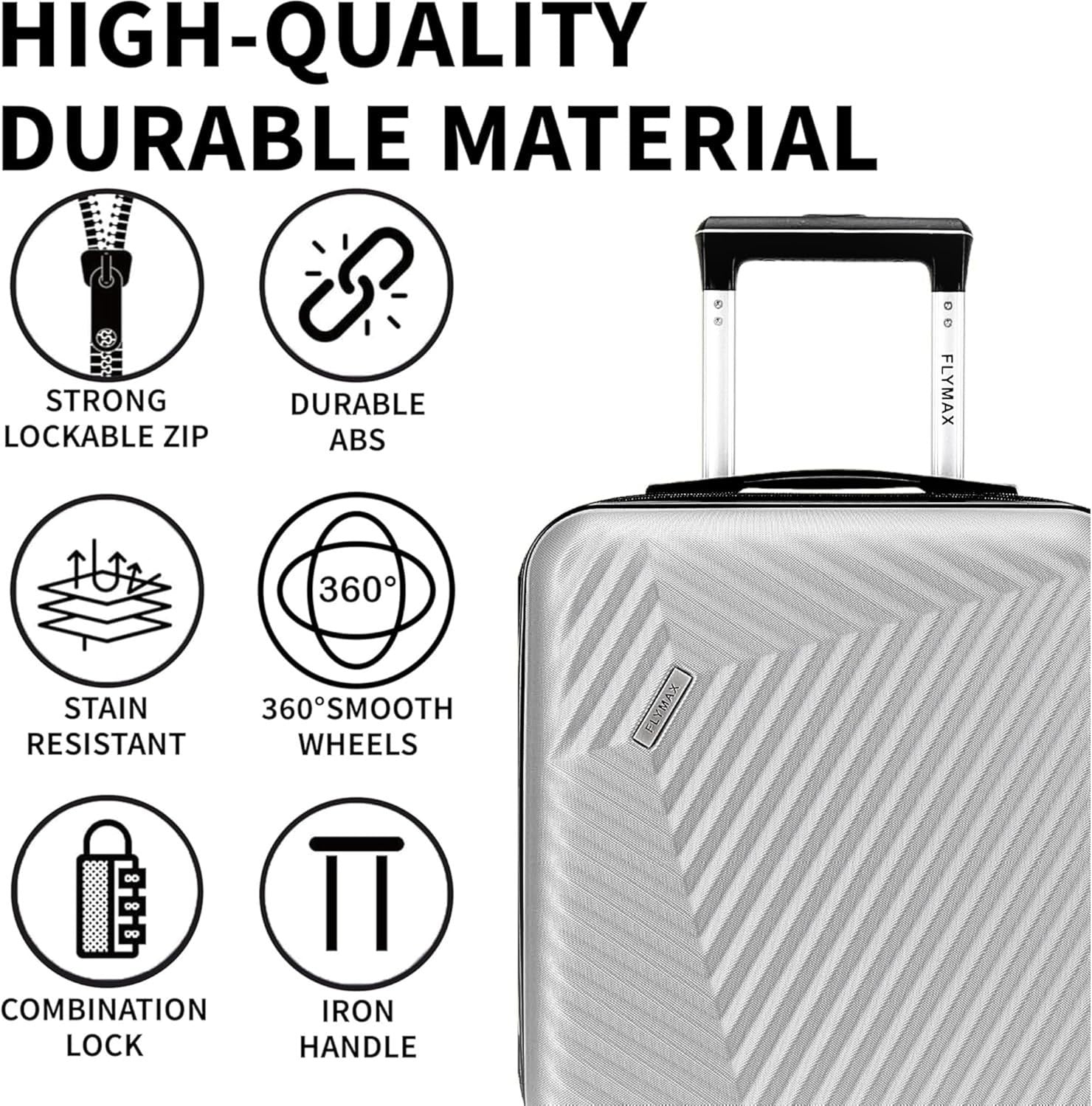 Medium ABS Hard Shell Suitcase 4 Wheel Lightweight Check In Luggage
