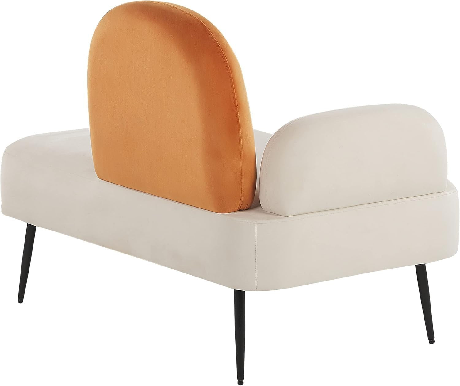 Modern Velvet Left Hand Chaise Lounge White Orange Minimalist Armrest Fabric