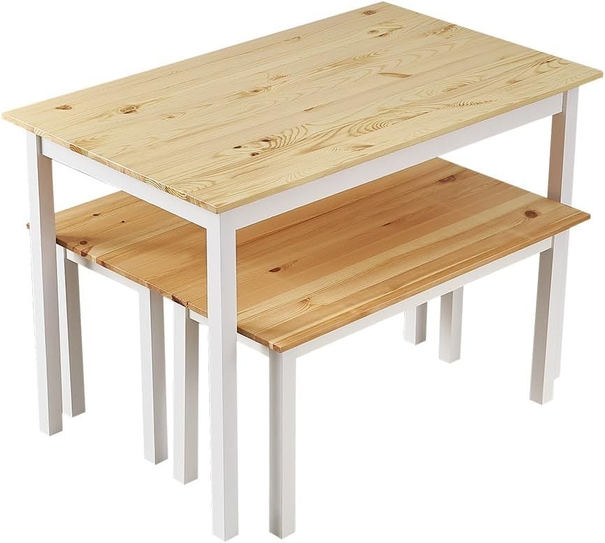 Solid Pine Dining Table & Bench Set | Durable Kitchen Furniture, Classic