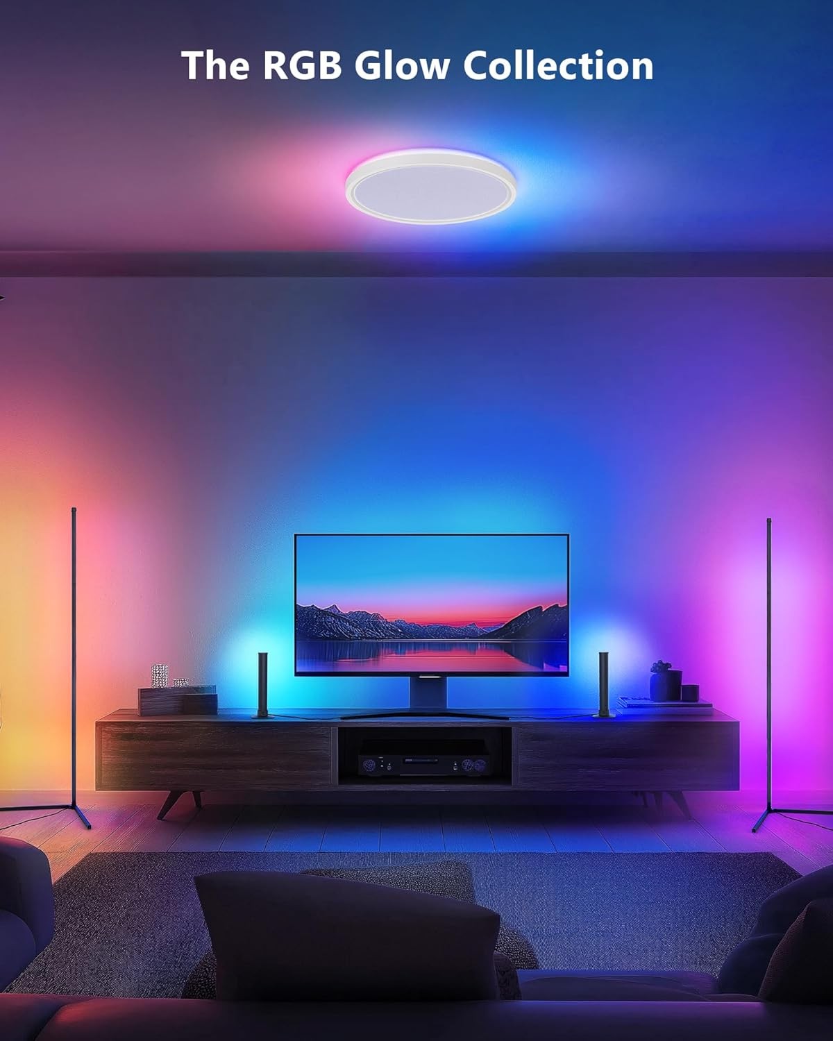 LED Corner Floor Lamp RGBIC Smart App Remote Music Sync Ambient Light
