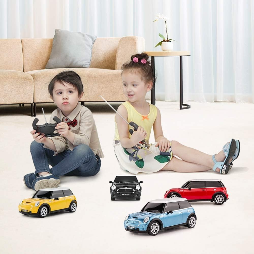 Mini Cooper S 1:24 RC Car Blue, Remote Control Toy for Kids & Adults