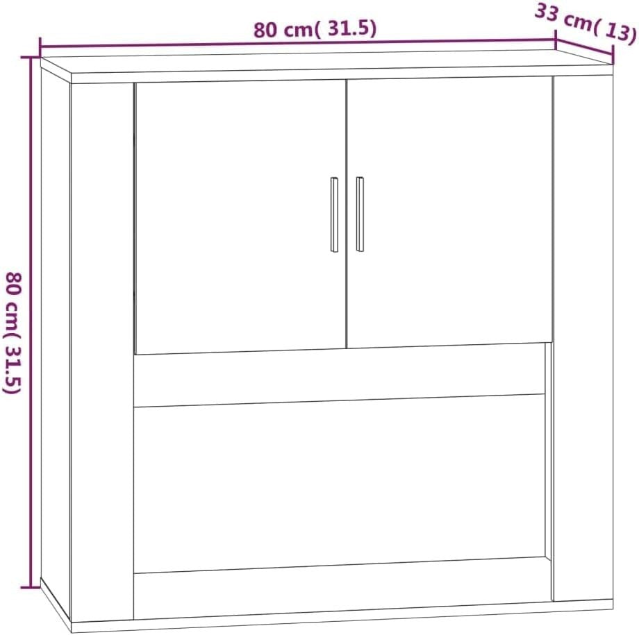 Wall-Mounted Living Room Cabinet with Storage & Organizer, 33x80x80cm Oak