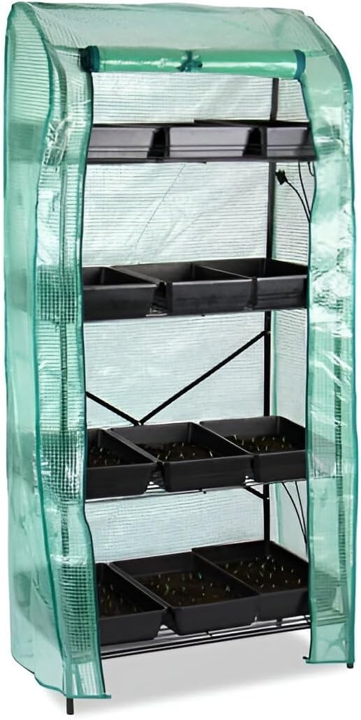 4-Tier Greenhouse with Removable PE Cover & Adjustable Shelves 159×70×40cm