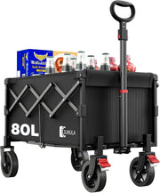 Folding Camping Trolley 80L Heavy Duty Garden Wagon Cart All Terrain