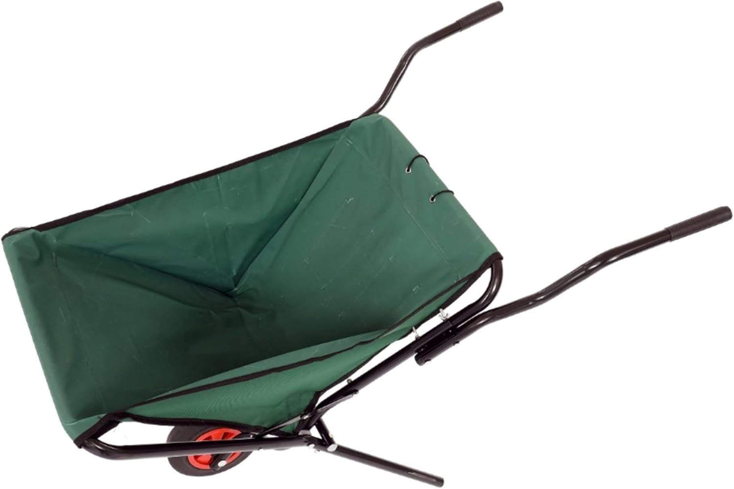 90L - Flat-Free Wheel - Foldable Wheelbarrow - Green - Steel Frame, Compact