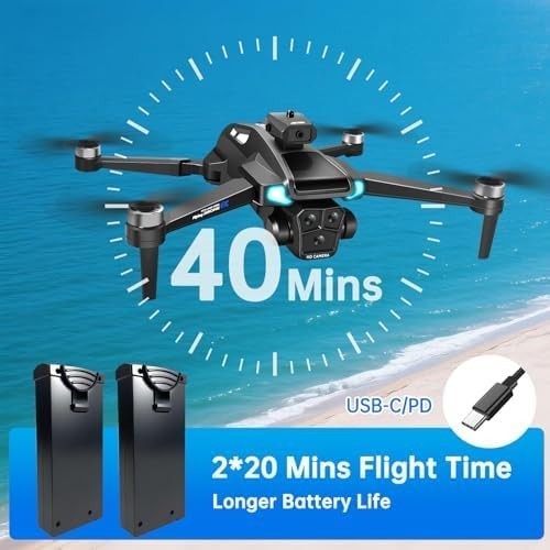 Foldable Drone with Dual Battery, 4K Camera & 360° Flip for Adults