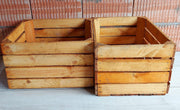 Wooden Storage Crates 50x40x30cm – Rustic Medium Fruit Boxes Set of 2