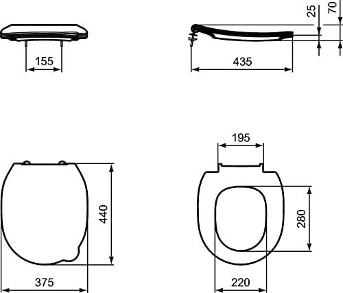 Heavy-Duty School WC Toilet Seat Polypropylene Splash-Resistant 355mm High