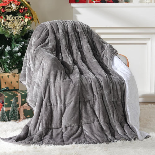 7kg Weighted Blanket Grey Sherpa Heavy Blanket for Sofa Bed 150x200cm