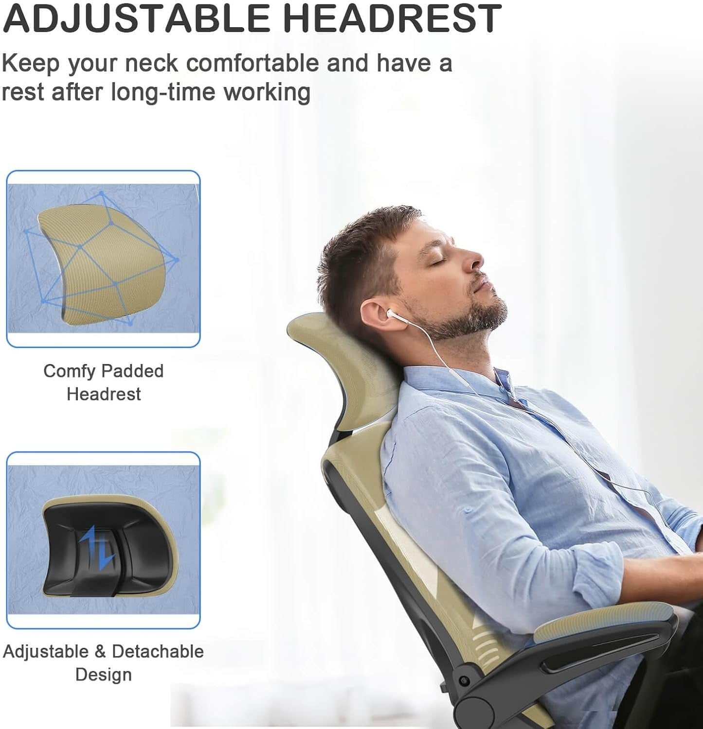 Ergonomic Mesh Office Chair High Back Adjustable Lumbar Support Flip-Up Arms