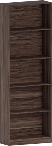 5 Tier Walnut Wooden Bookcase Modern Storage Display Shelf for Living Room