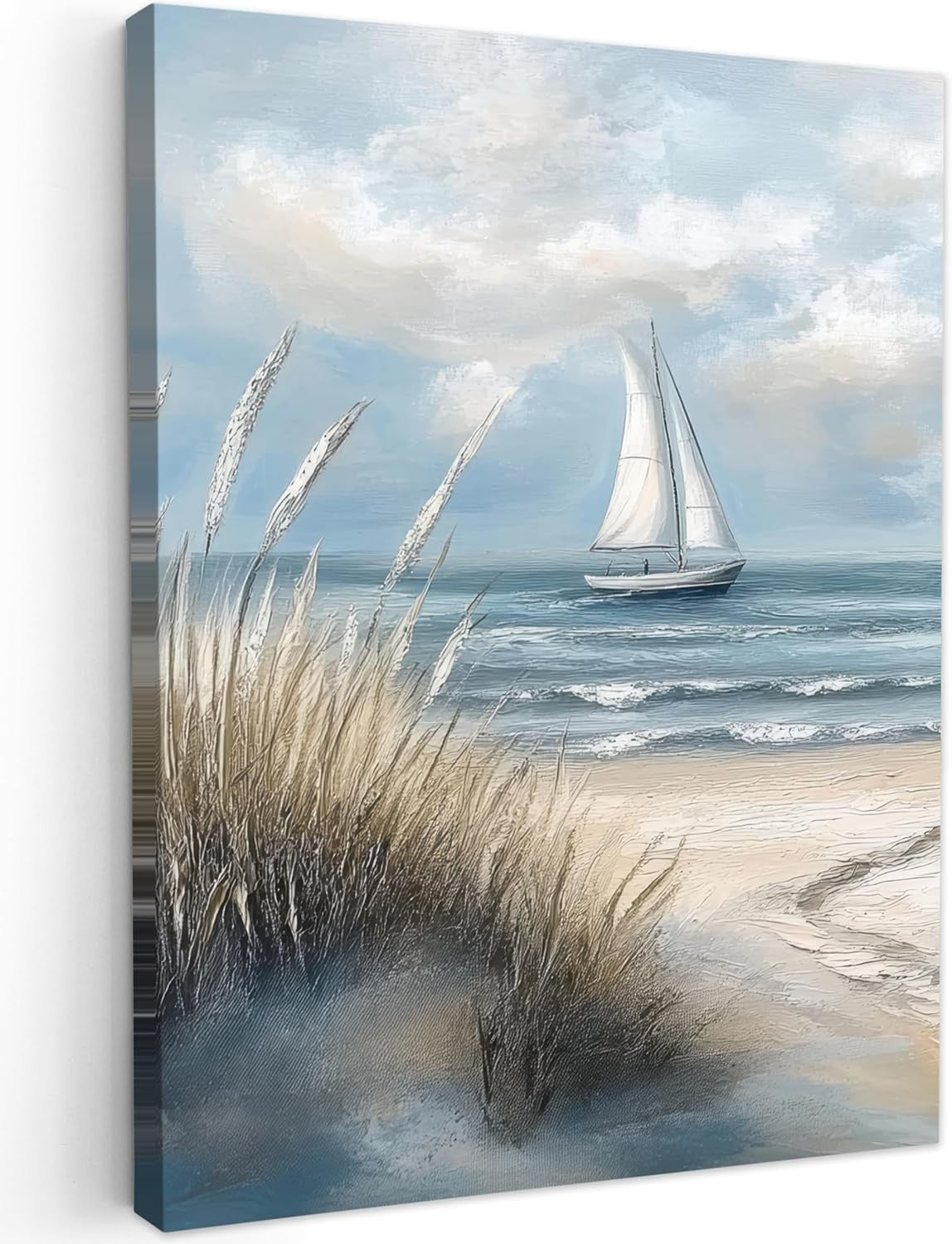Sea Sailboat Canvas Wall Art 50x70cm Framed Beach Coastal Print