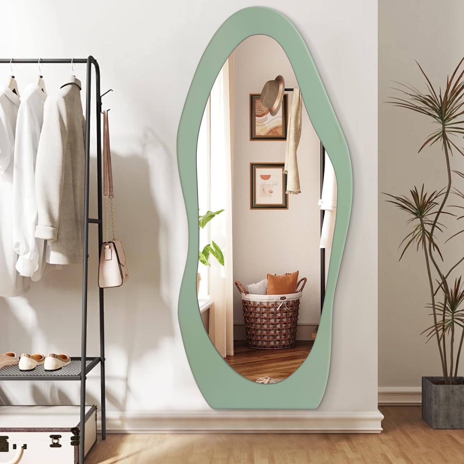 Oversize Full Length Oval Wood Frame Mirror 150x60cm - Wall or Floor
