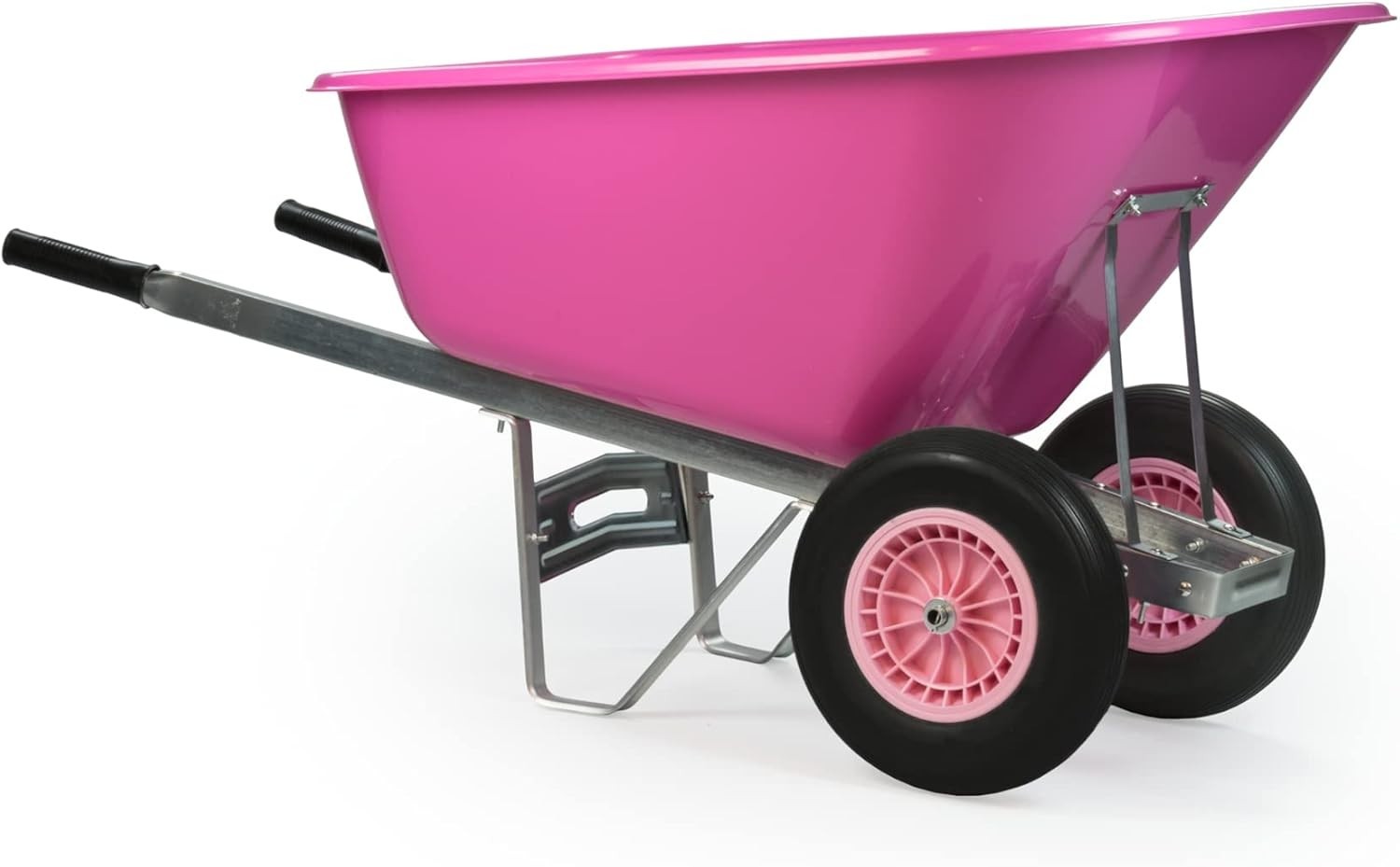 200L Pink Twin-Wheel Wheelbarrow – Heavy Duty Plastic Tray w/Puncture Proof Tyre