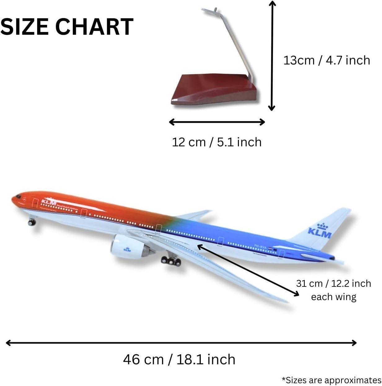 Large Scale Model Plane w/ Voice-Activated Lights & Display Stand Gift