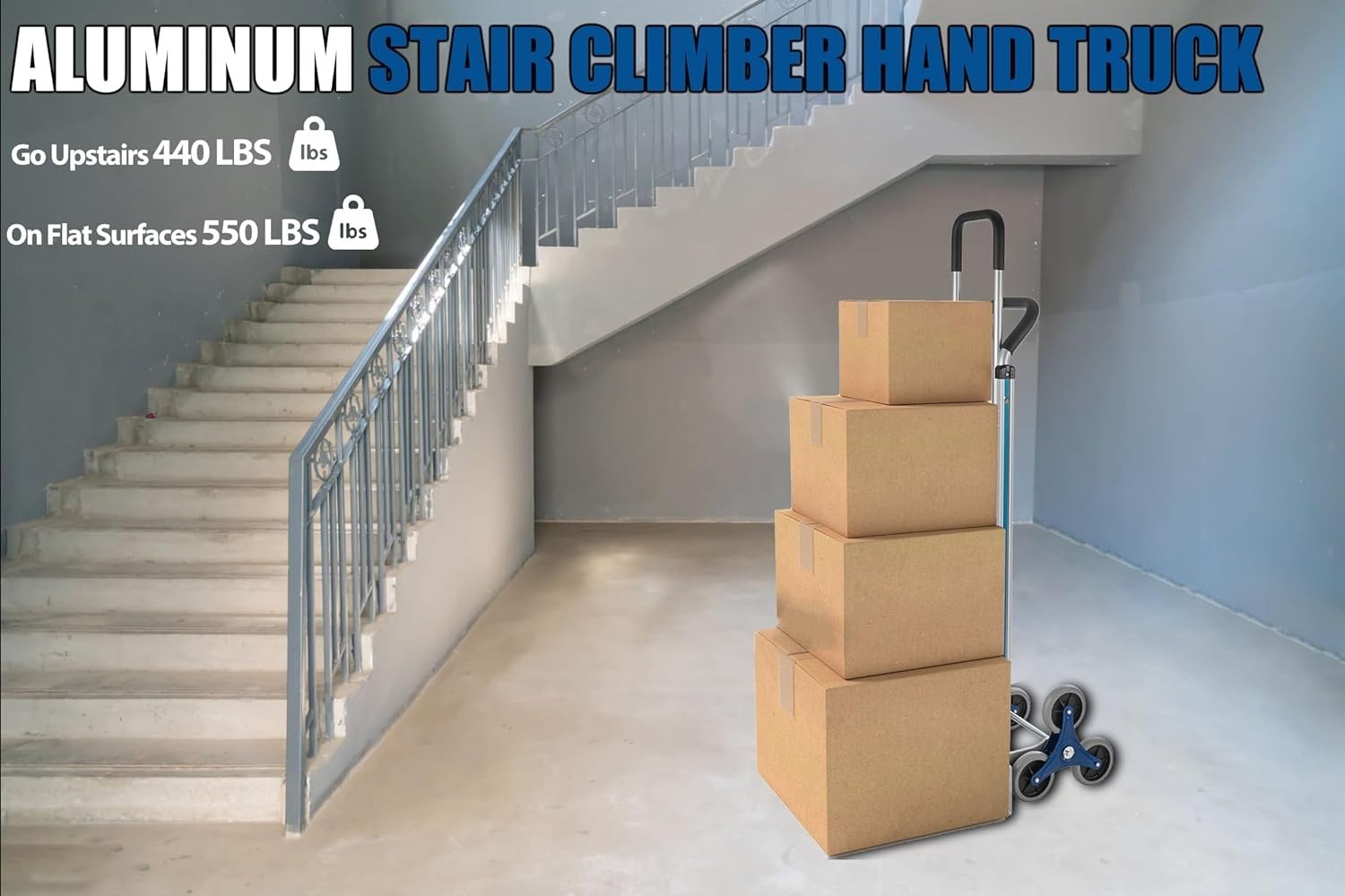 550lb Stair Climbing Hand Truck Aluminum 6 Wheel Heavy Duty Dolly Cart