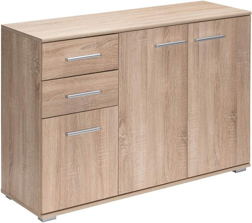 Modern Oak Sideboard Cabinet 3 Door 2 Drawer Storage Unit 107cm MDF