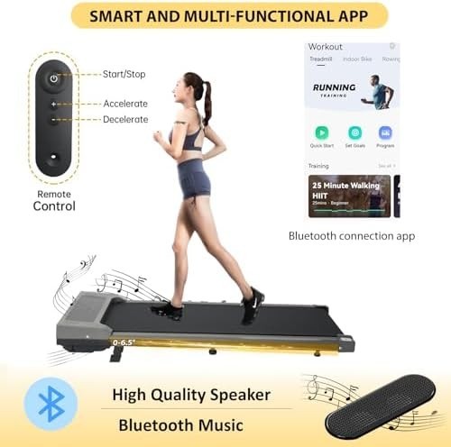 Foldable Under Desk Treadmill with Incline, App Control & Bluetooth
