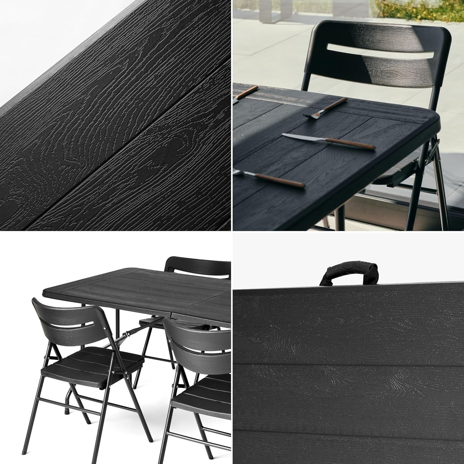 6ft Folding Table & 4 Chairs Set – Indoor/Outdoor, Space-Saving, Durable