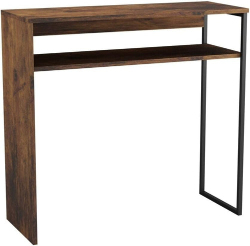 Brown 80cm Wooden Console Table with Storage Shelf for Hallway & Living Room