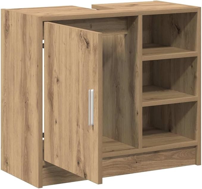 Rustic Oak Bathroom Sink Cabinet 63x29x55cm – Wooden Vanity Unit