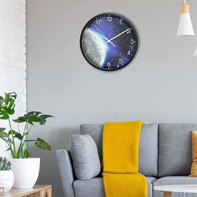Blue Moon Luminous Wall Clock 30cm Silent Glow in Dark Night Sky Bedroom Decor