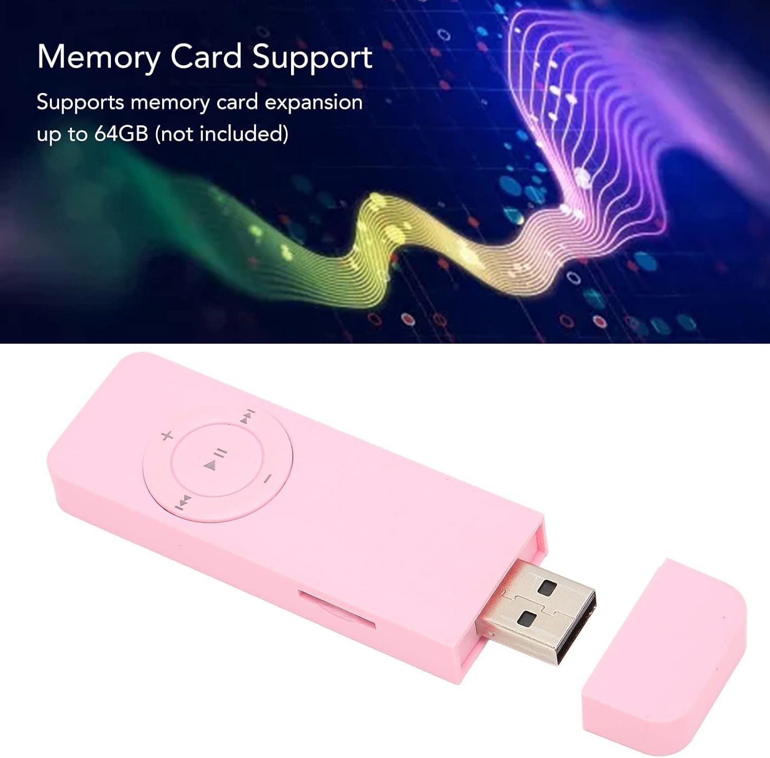USB MP3 Player Stick HiFi Lossless 64GB Portable Pink