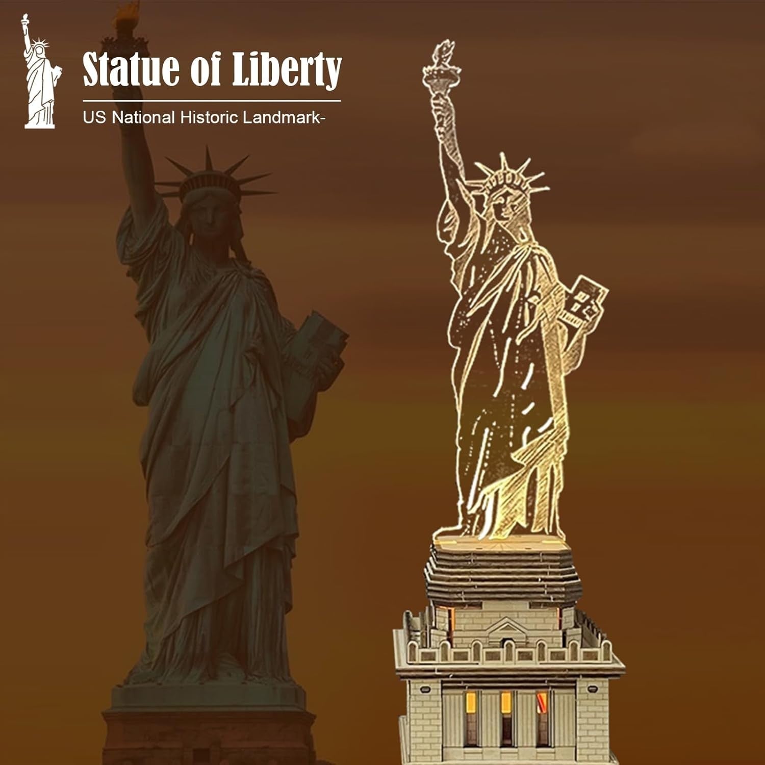3D Wooden Statue of Liberty Puzzle Model Kit, DIY Craft, Home Decor