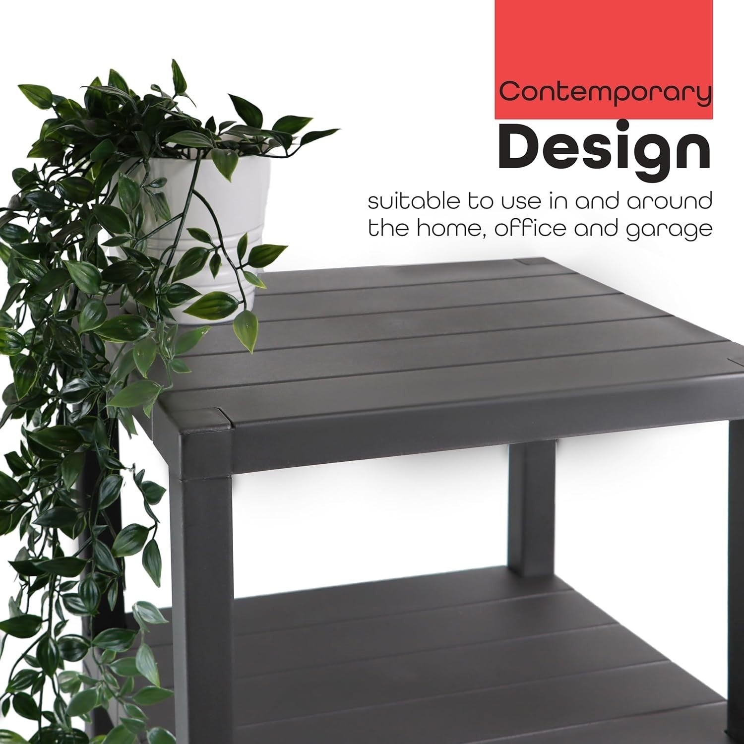 6 Tier Grey Side End Table with Storage Shelves – Durable, Space-Saving Design