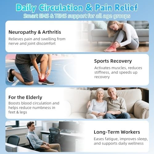 Cordless Foot & Leg Massager EMS TENS Pain Relief Circulation Booster