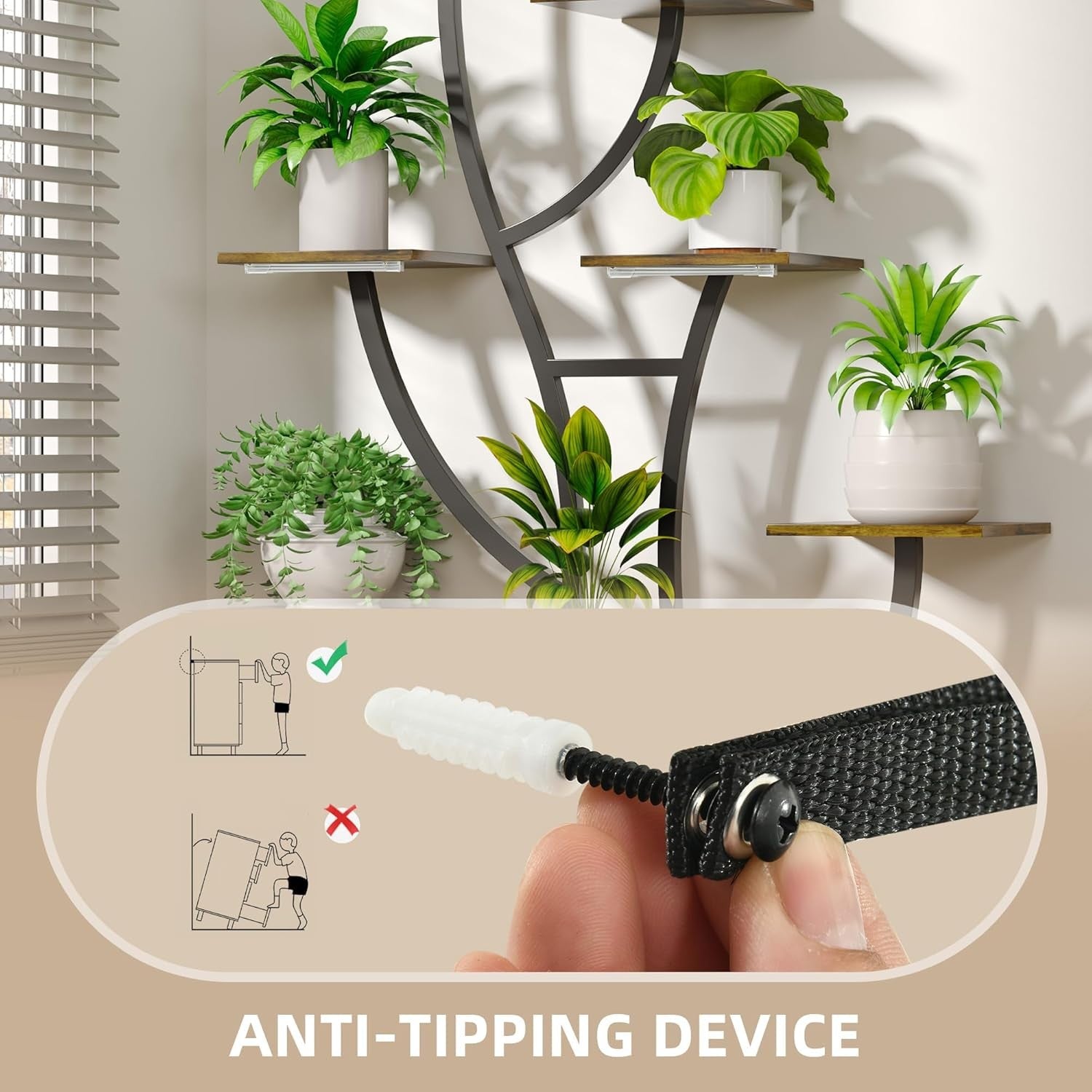 7 Tier Metal Plant Stand With LED Grow Lights Indoor Tall Corner Flower Rack