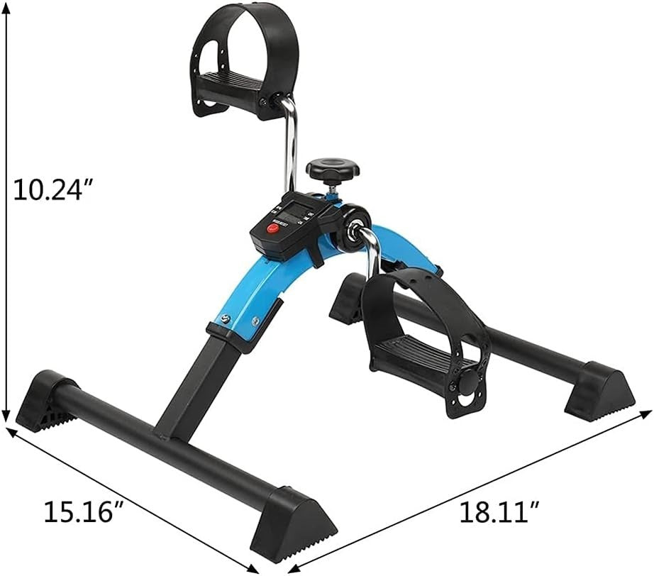Compact Folding Pedal Trainer Adjustable Tension LCD Seated Fitness