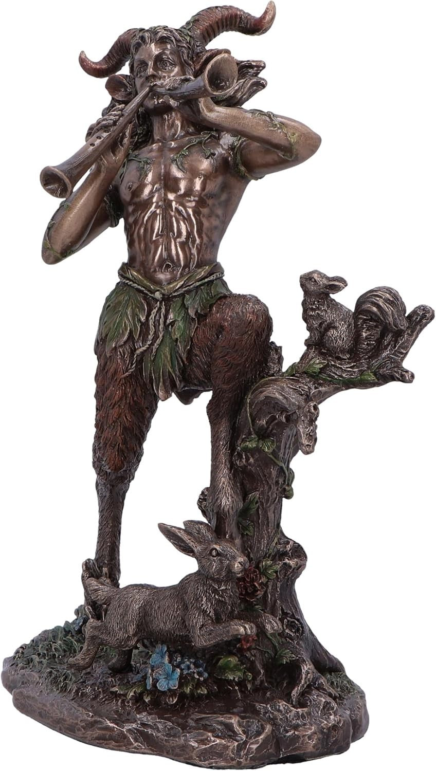 Bronze Satyr Figurine 21.5cm Mythology Resin Sculpture Woodland Fantasy Decor