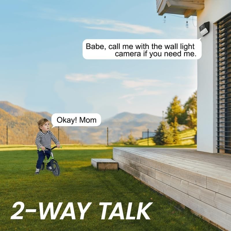 Solar Wall Light Security Camera 2K Wireless Outdoor PIR Night Vision