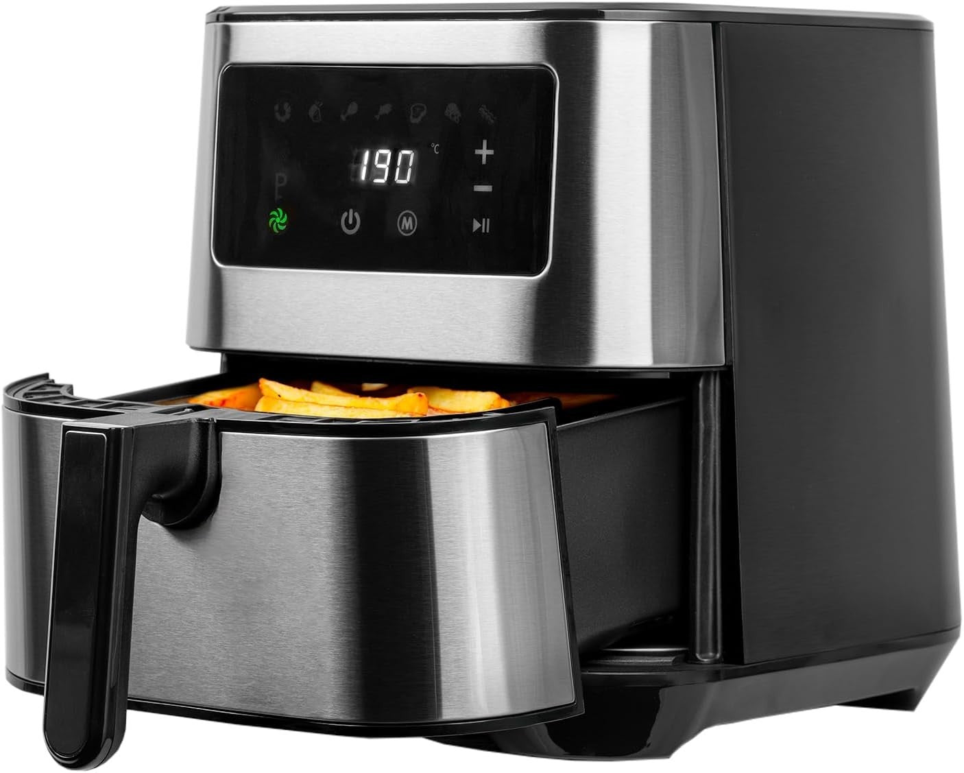 5.5L Large Air Fryer Stainless Steel | 1700W Fast Cooking | 8 Presets Digital