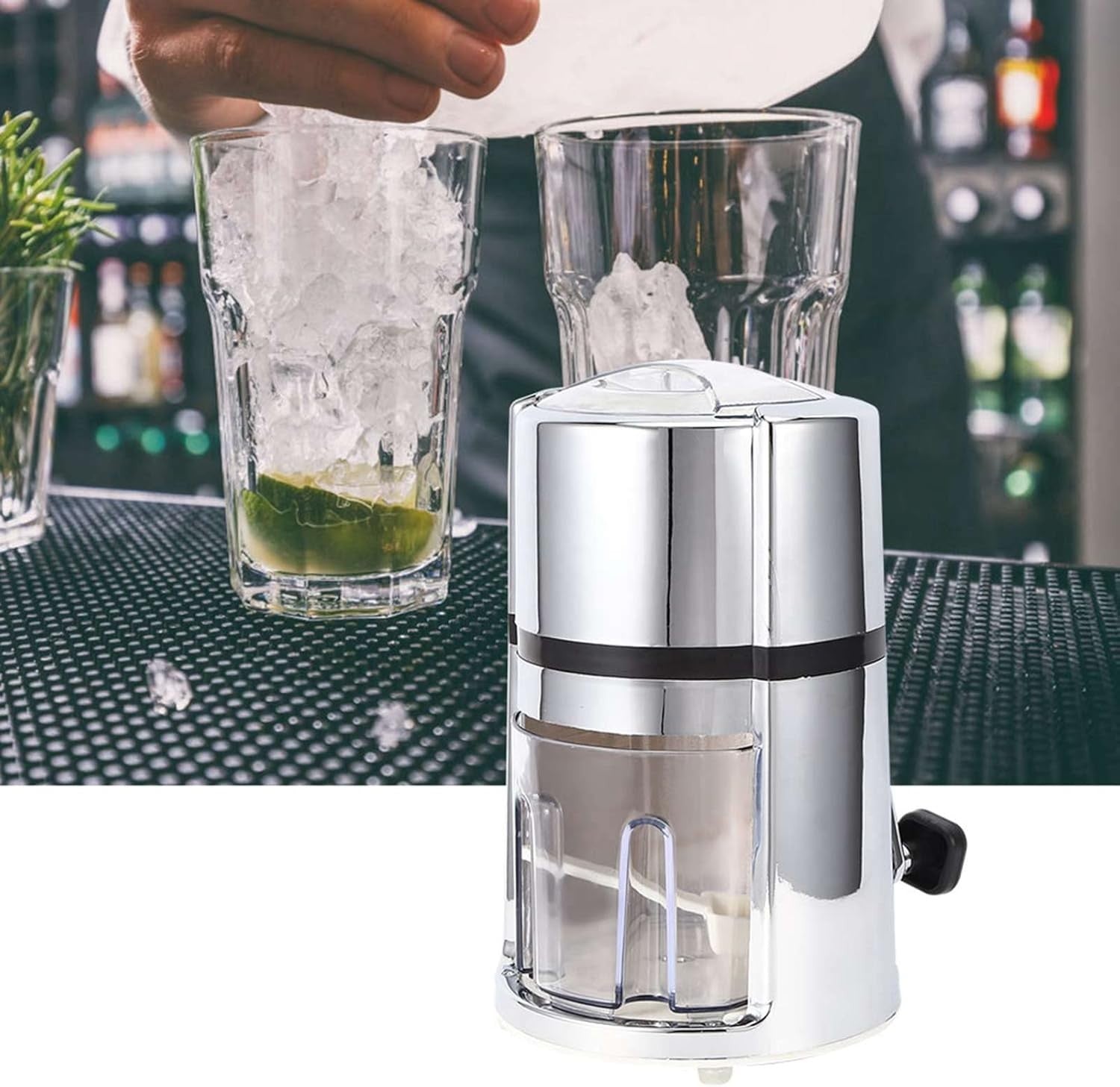 Manual Ice Crusher Shaved Ice Maker Stainless Steel Hand Crank Snow Cone