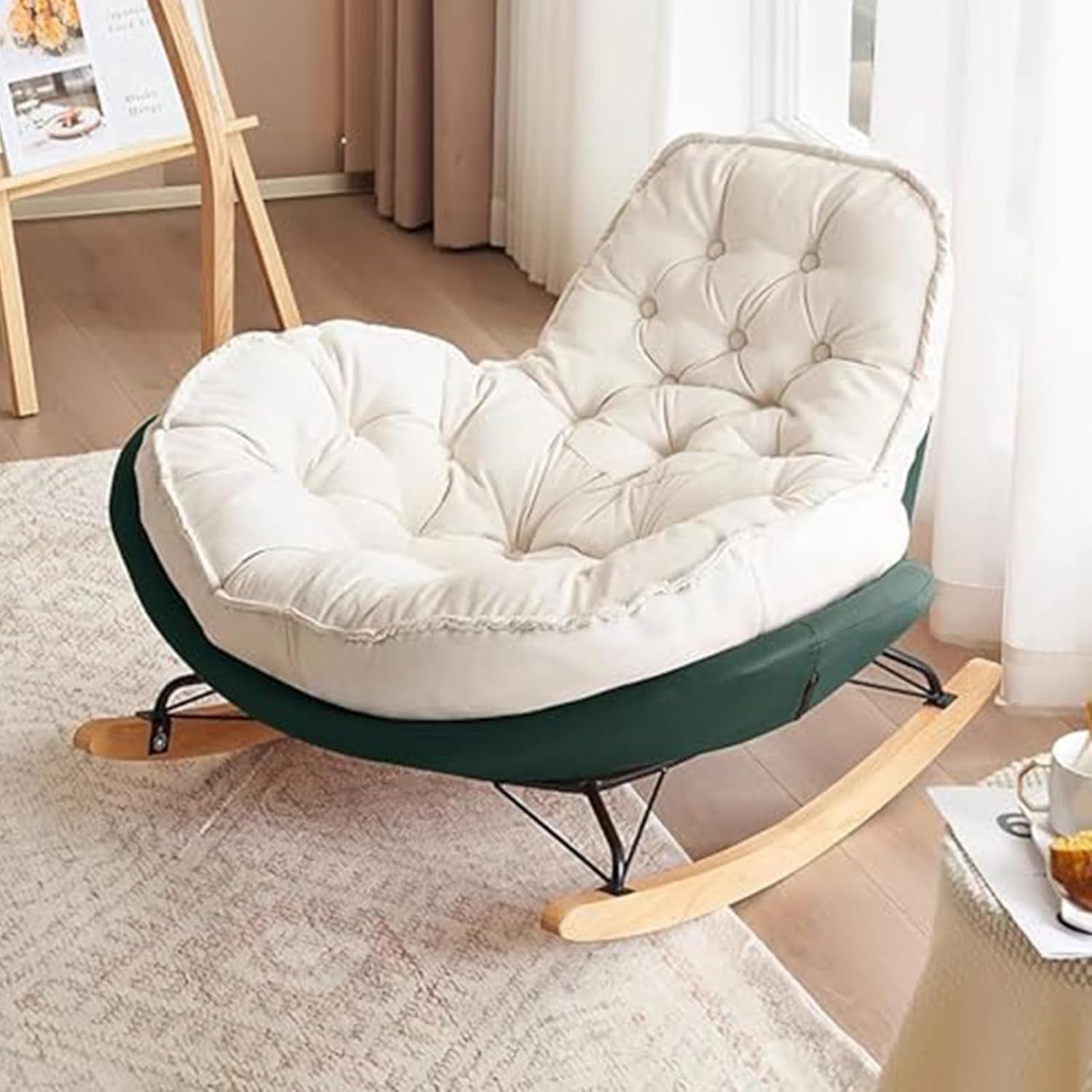 Comfy Velvet Rocking Chair for Adults, High Back Lounge Seat Indoor Use