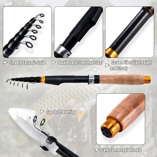 Telescopic Fishing Rod Reel Combo 1.8M Travel Kit Beginner Starter