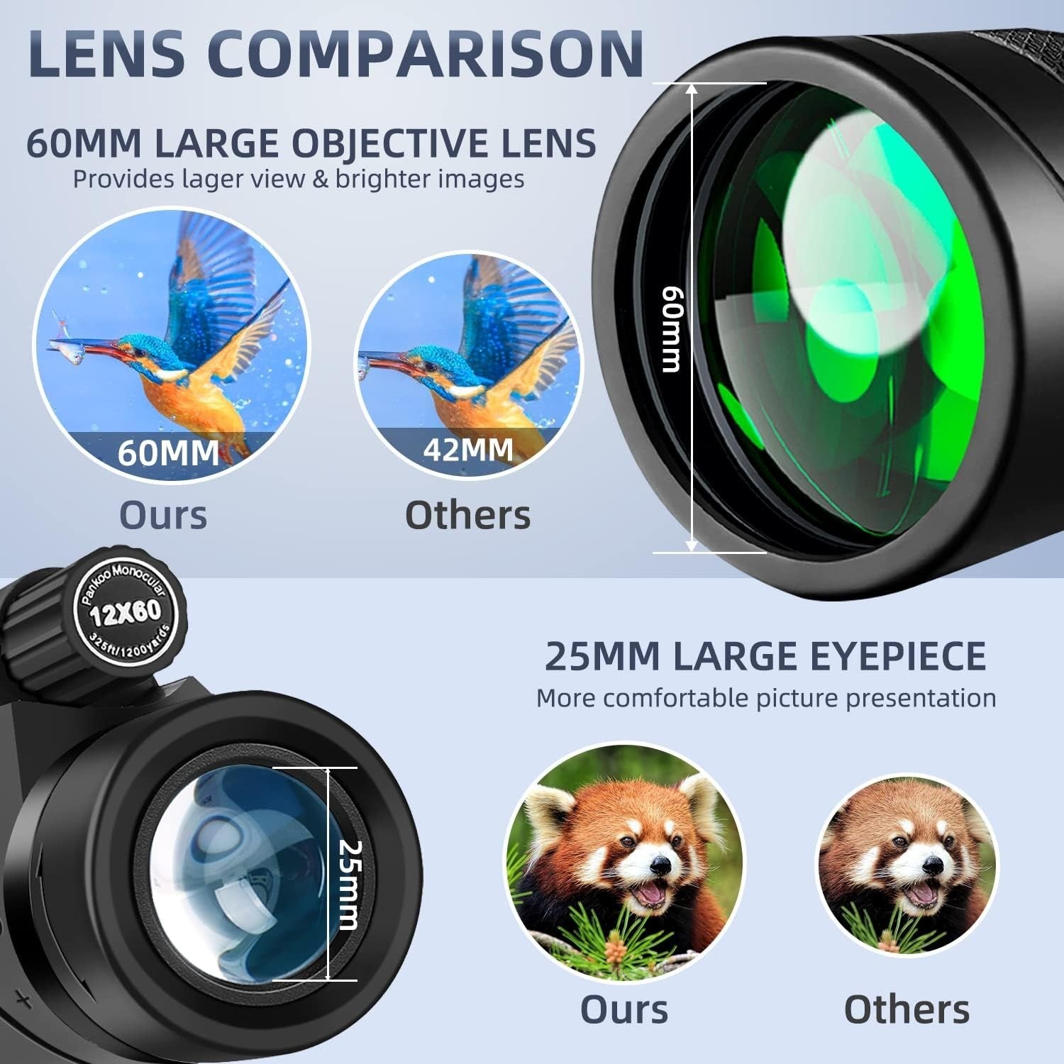 12x60 HD Monocular Telescope Black with Tripod Smartphone Adapter Outdoor
