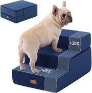 3-Step Extra Wide Dog Stairs for Sofa & Bed Non-Slip Navy 35cm H