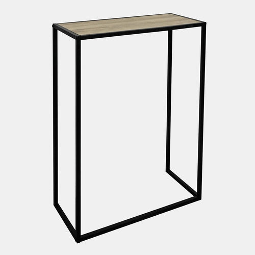 Slim Light Wood Console Table with Metal Frame – Compact Hallway Shelf