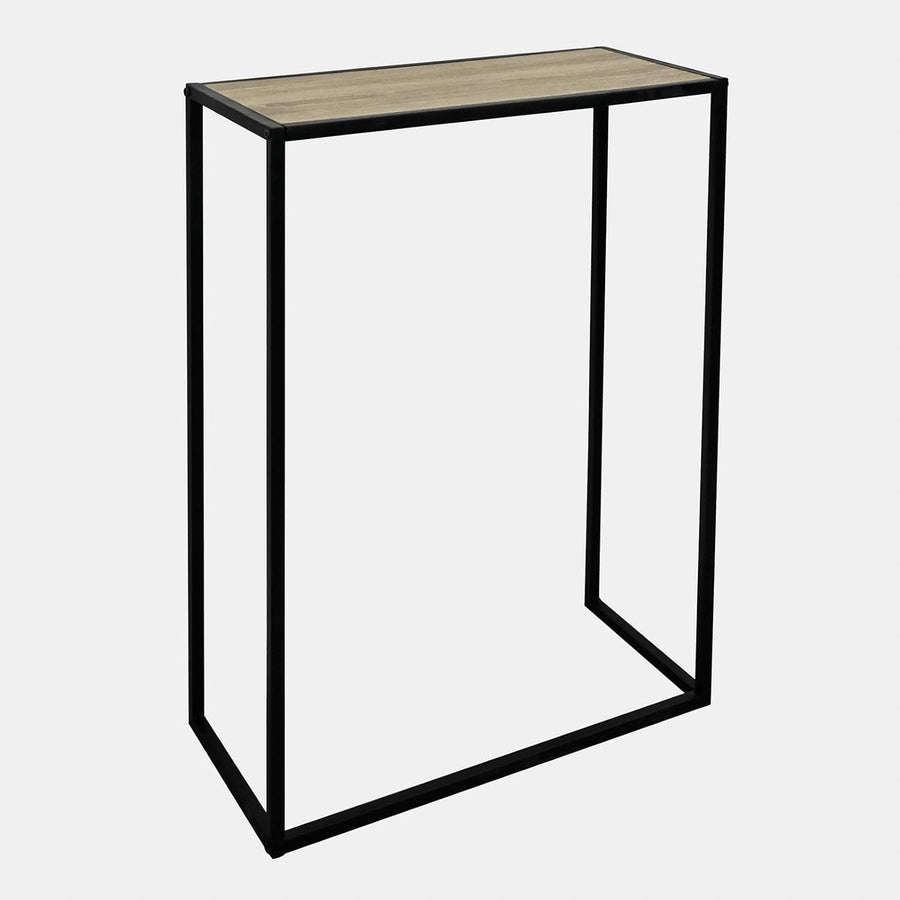 Slim Light Wood Console Table with Metal Frame – Compact Hallway Shelf