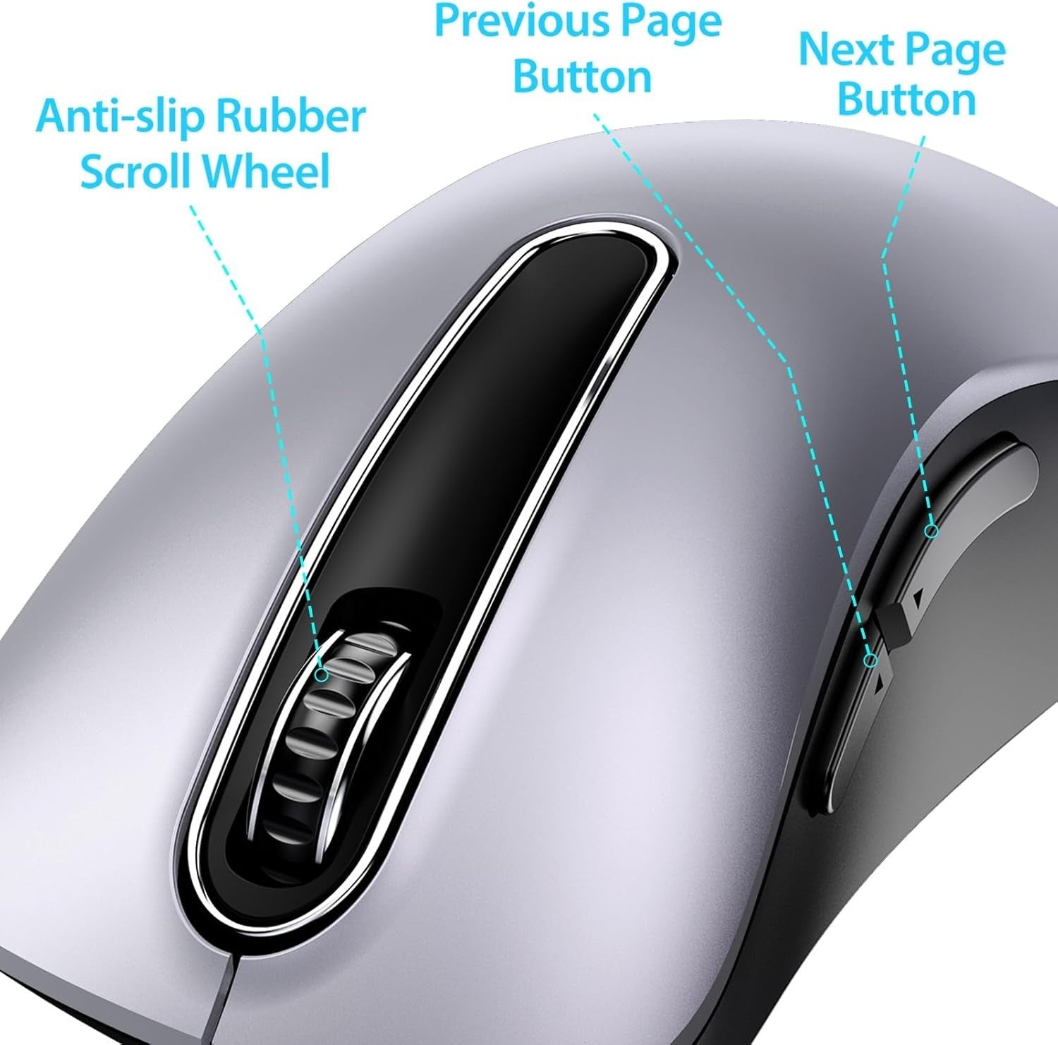Slim Grey Wireless Mouse 1400 DPI USB 2.4G Ergonomic 5 Button
