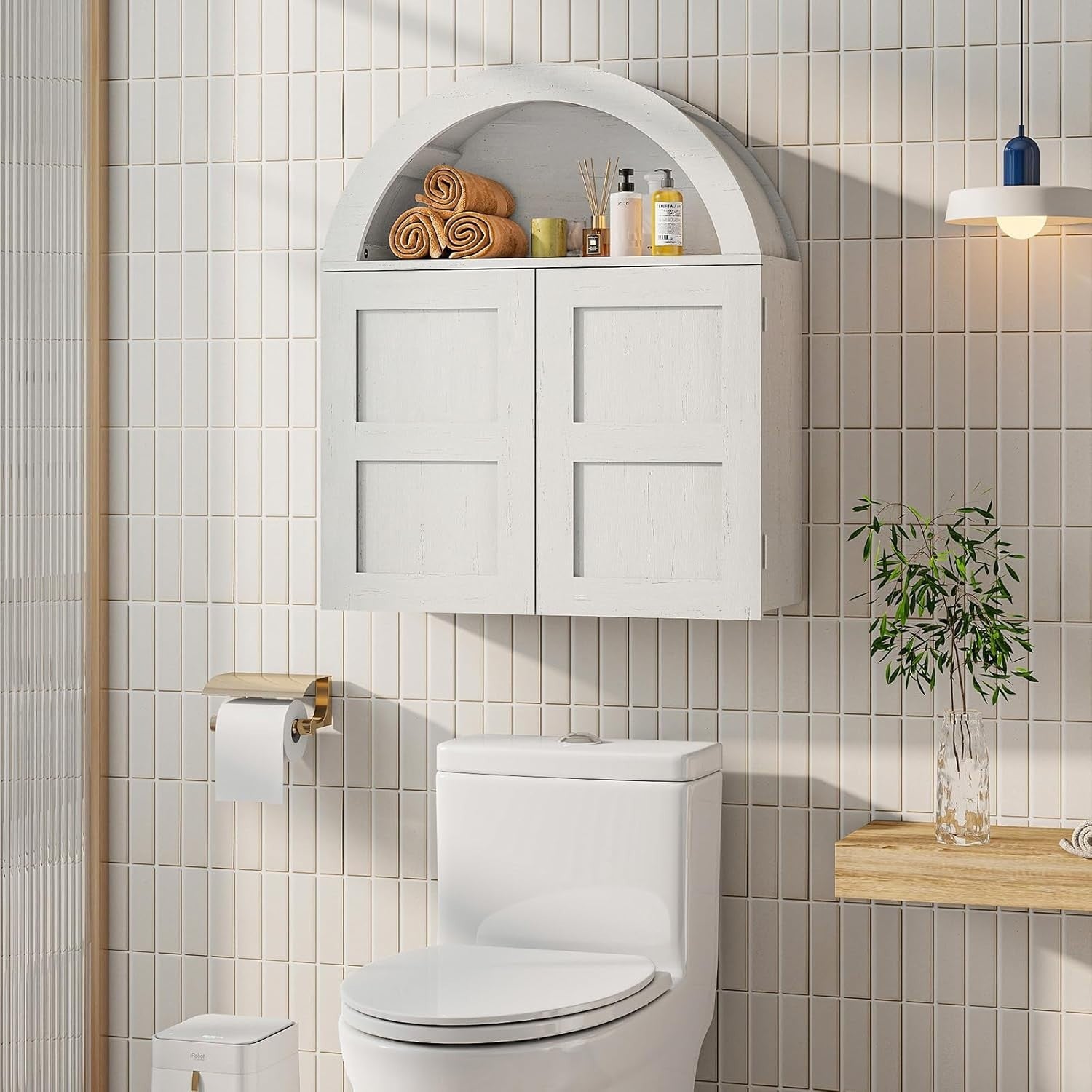 Large Bathroom Wall Cabinet with Adjustable Shelves & Magnetic Door, 60x72cm