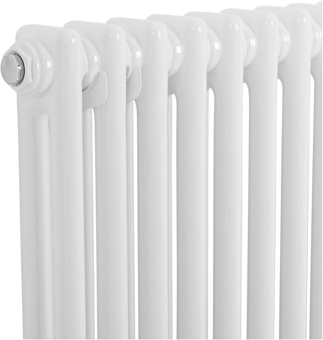 Double Column Horizontal Radiator 600x830mm White Cast Iron Style
