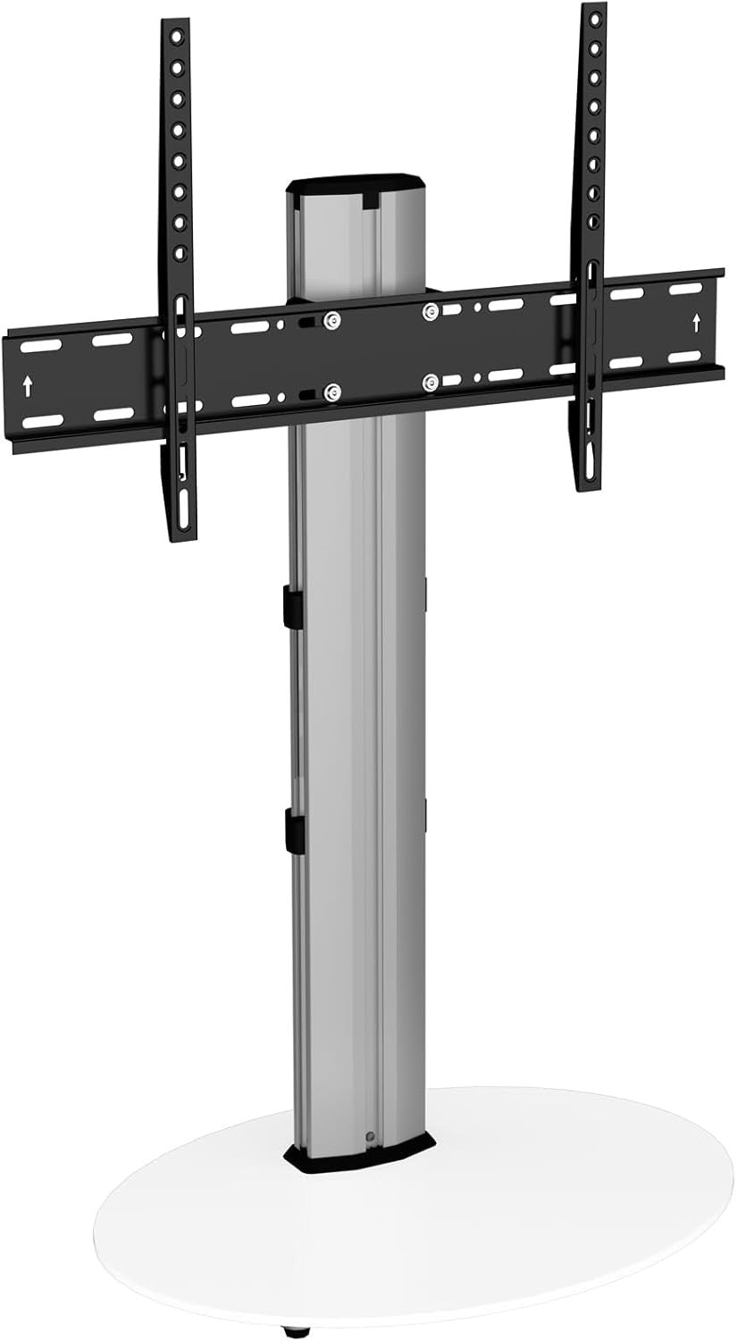 Universal Swivel TV Stand 55” Floor Mount White Glass Base VESA Bracket