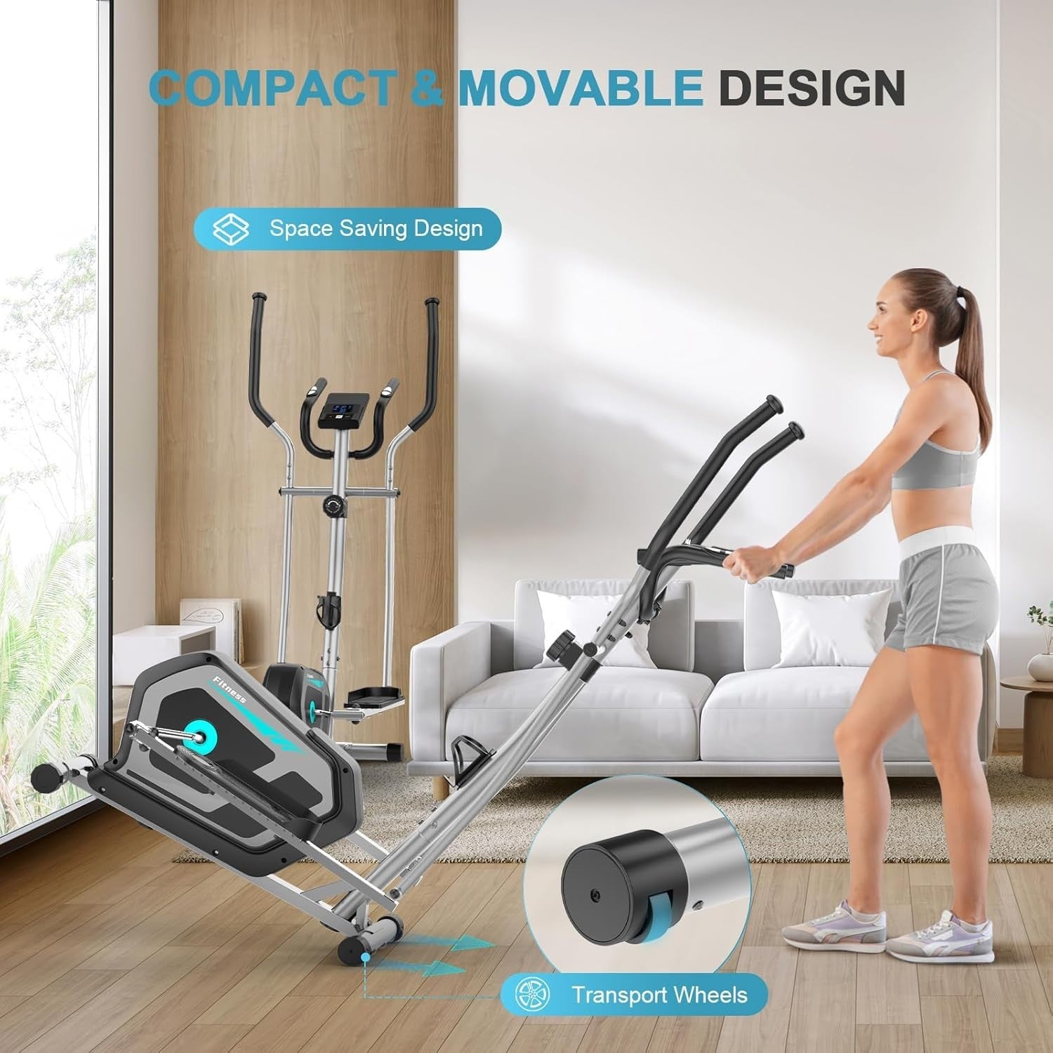 3-in-1 Elliptical Cross Trainer Home Gym 16-Level Magnetic Resistance LCD