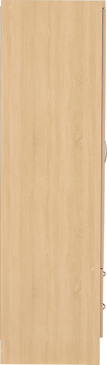Spacious 4 Door 2 Drawer Sonoma Oak Wardrobe with Mirror & Hanging Space